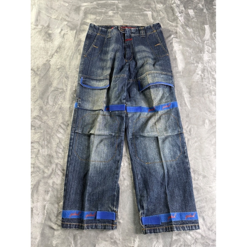 Marithe Francois Girbaud Shuttle Men's Jeans Size 34 Blue Multiple Cargo Pockets